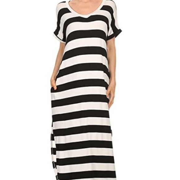 12 Ami V-Neck Pocket Short Sleeve Loose Maxi Dress - Picture 1 of 8